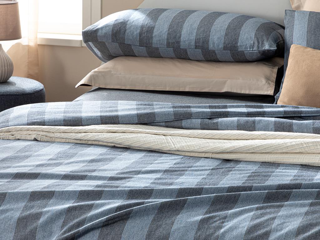 Linea Bold Stripe Twill Double Person  SET LENJERIE DE PAT 200x220 cm Dark Blue