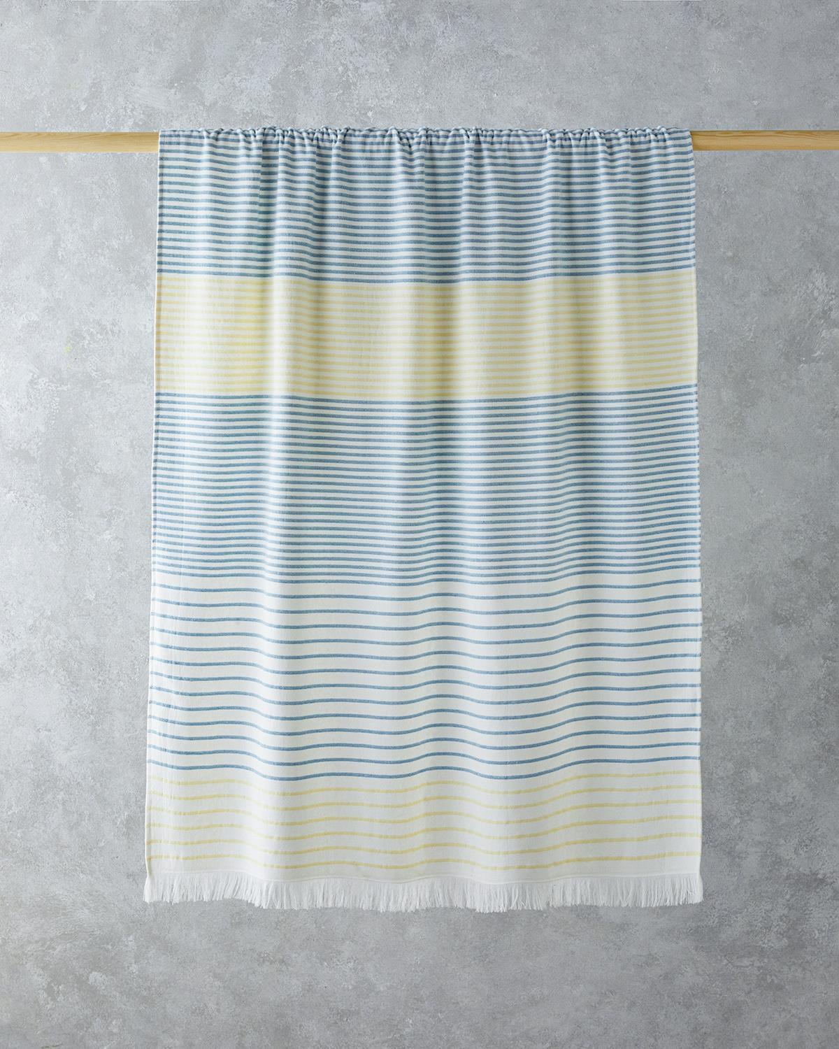 Linelike Cu Bumbac Dungat Prosop De Plajă 90x150 cm Ecru - Verde - Galben