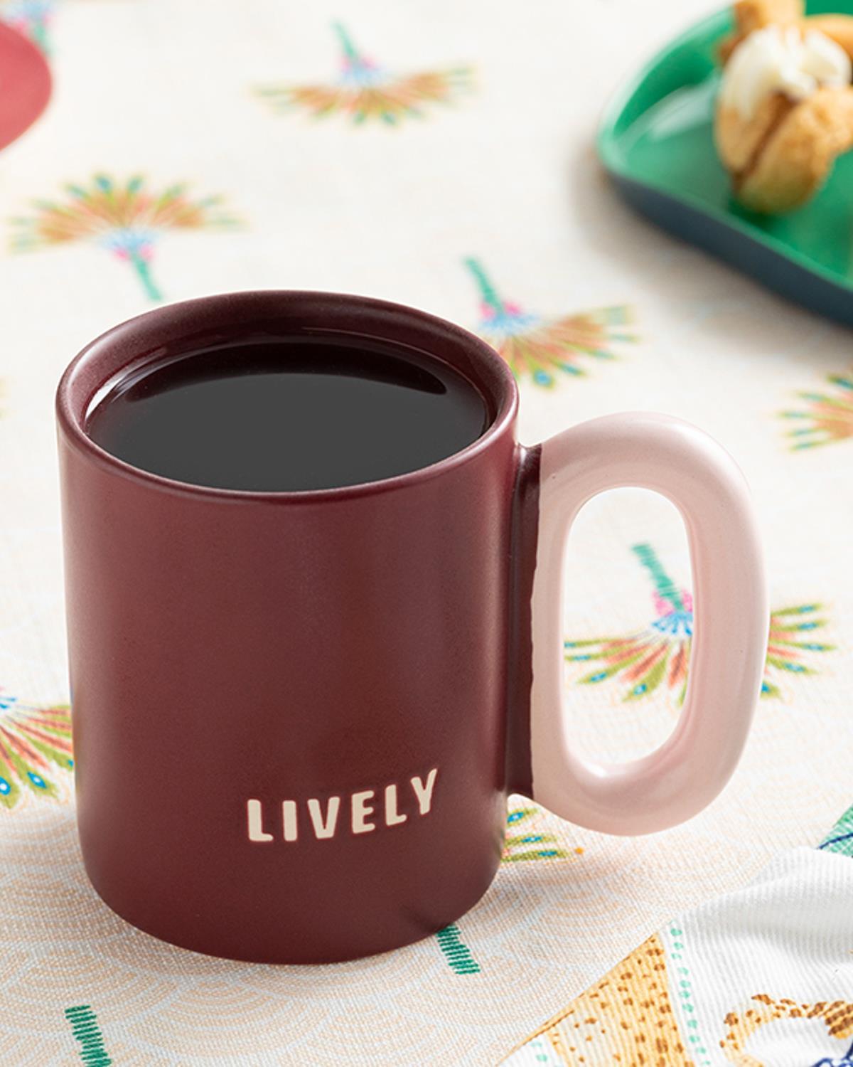 Lively New Bone China Cup 350 ml Claret Red