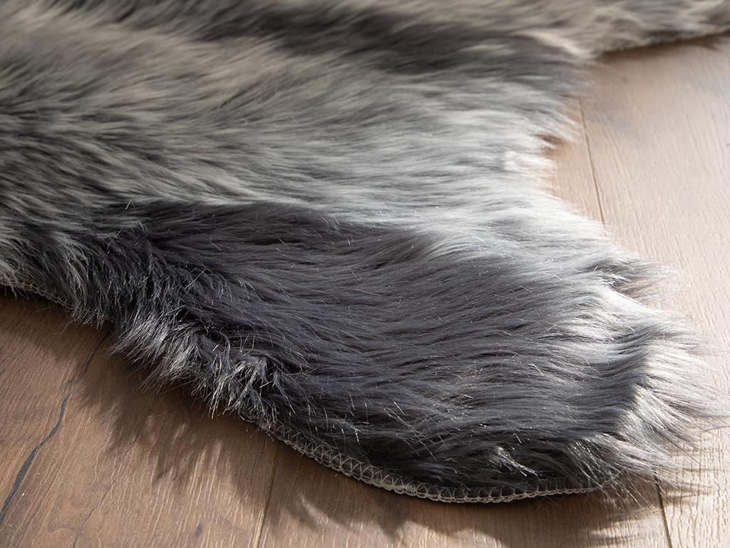 Luba Acrylic With Jacquard Fake  Fur 80x150 cm Anthracite