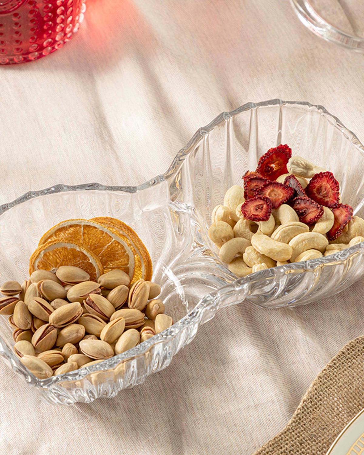 Luly Glass with 2 inserts Appetizers 25 cm Transparent