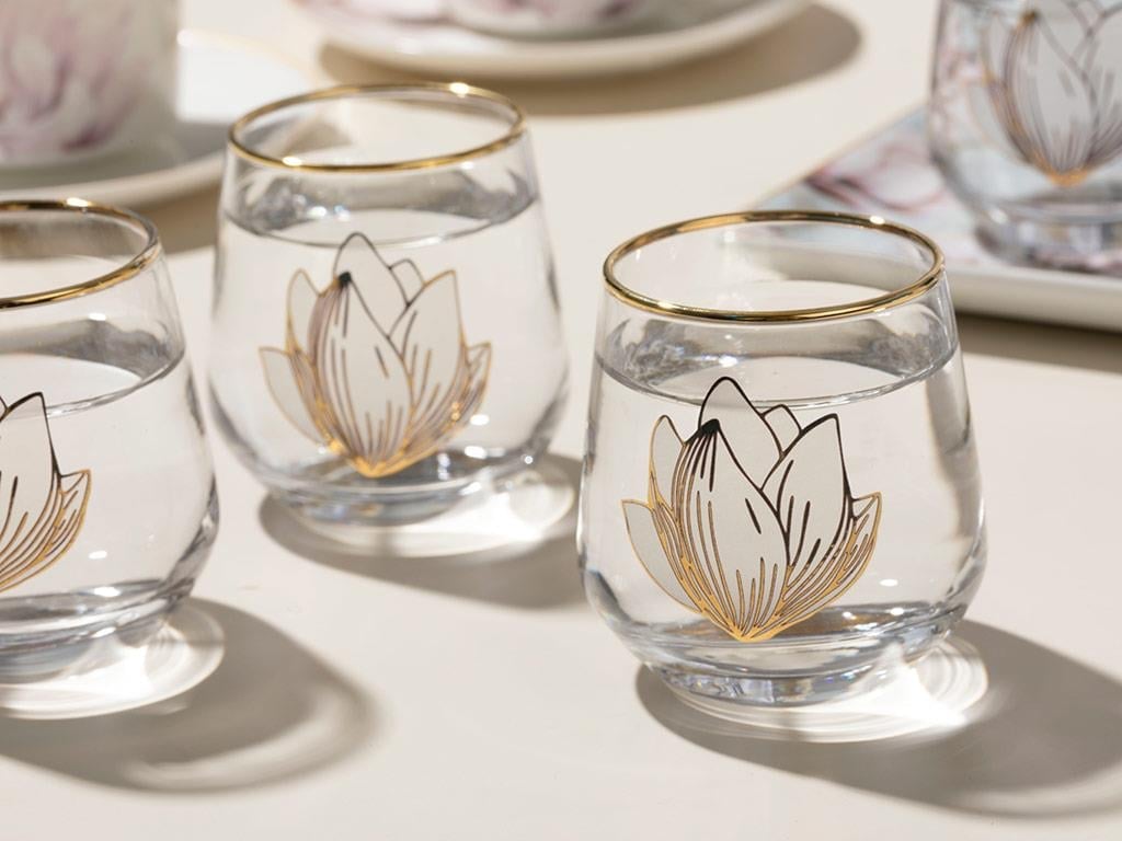 Magnolia Glass 6 Set Served with Coffee Water Glass 115 ml Transparent