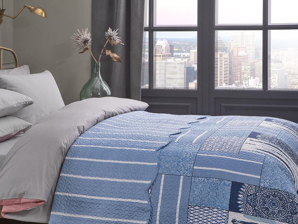 Mandala Patchwork Dublu Cuvertură De Pat Multıfuncțıon 200*220 Cm Albastru