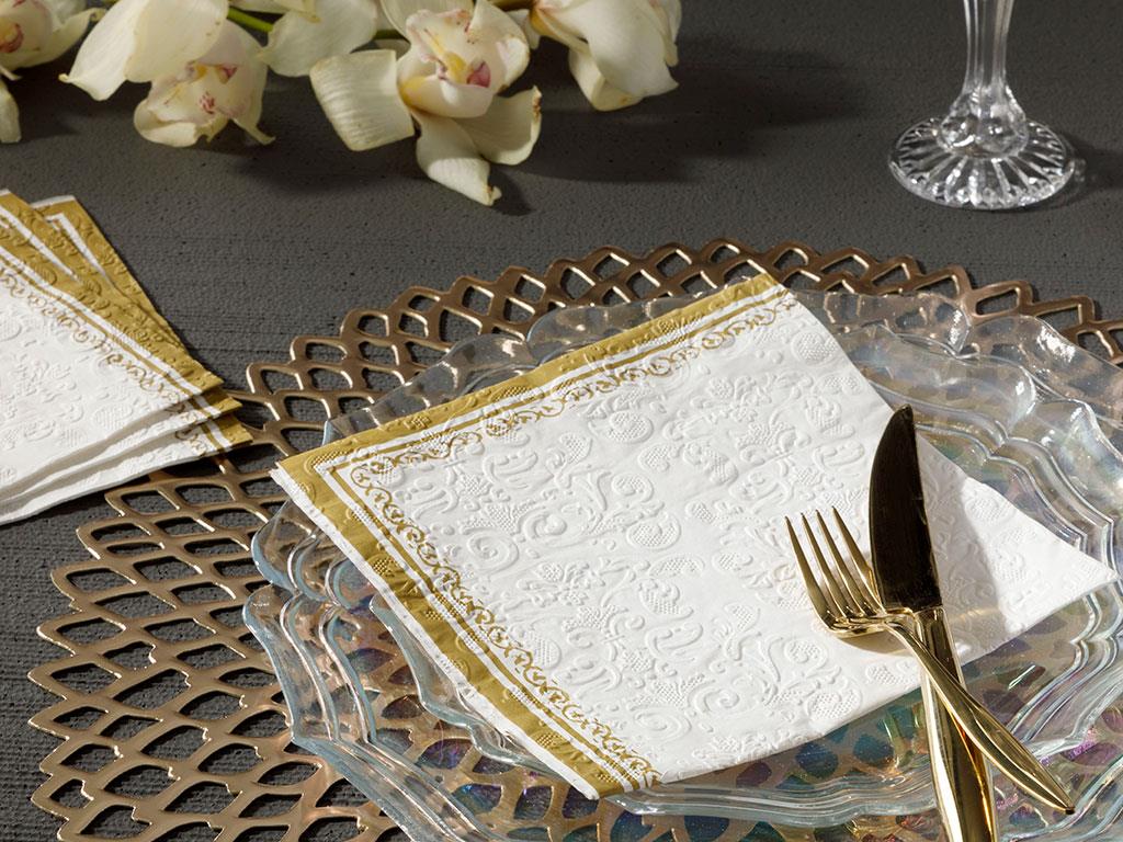Marlyn Paper 20 Pcs Tissue Napkin 33x33 cm Gold