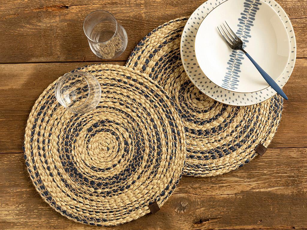 Marsi la Iută Cu 2 Piese Placemat Masă 35 cm Bleumarin