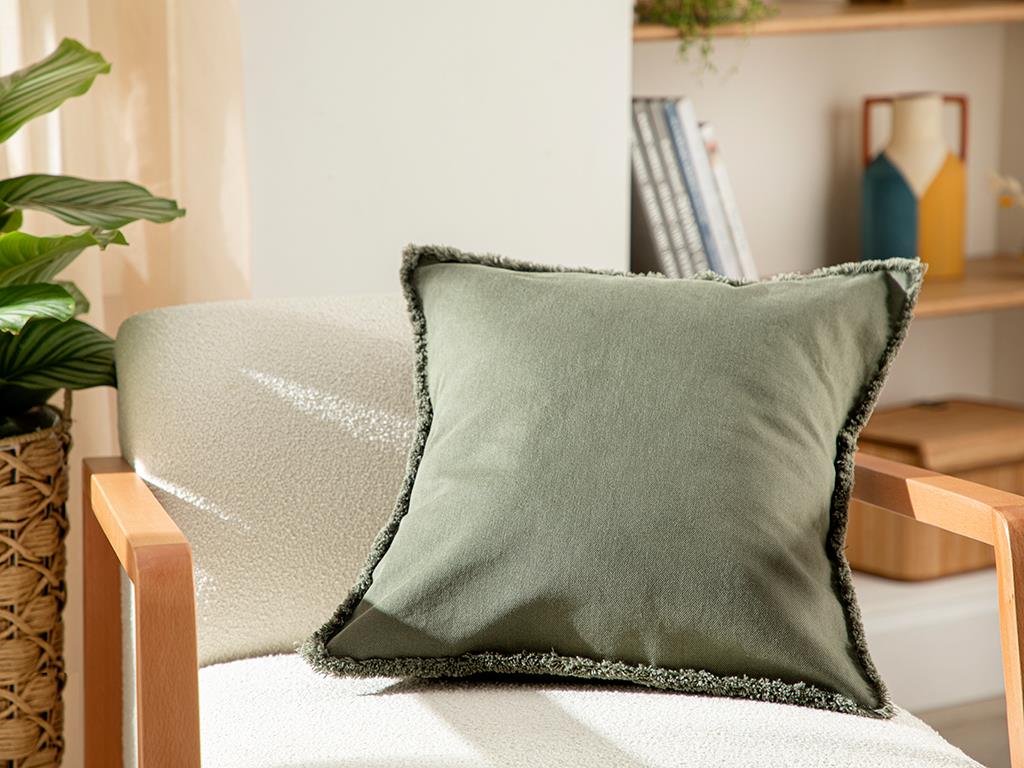 Marsilya Denim Cover Throw Pillows 45x45 cm Khaki