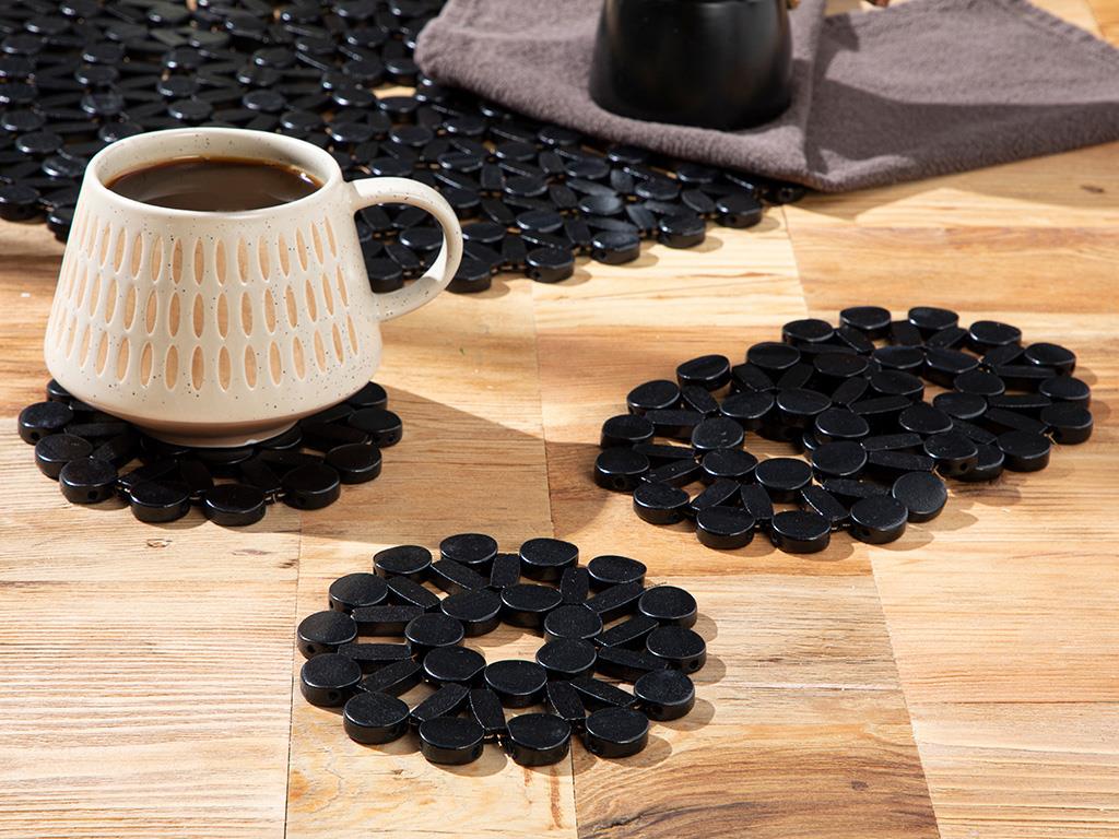 Marta Bamboo 4 Set Coaster 10x10 cm Black