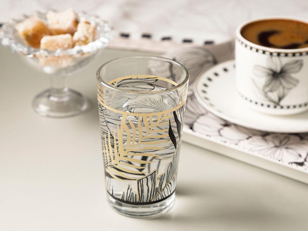 Maylin Glass 6 Set Served with Coffee Water Glass 100 ml Black