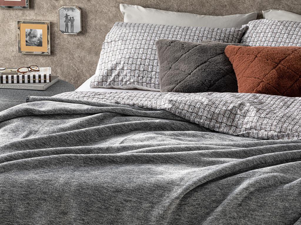Melange Bumbac Dublu Pătură 200*220 Cm Antracit