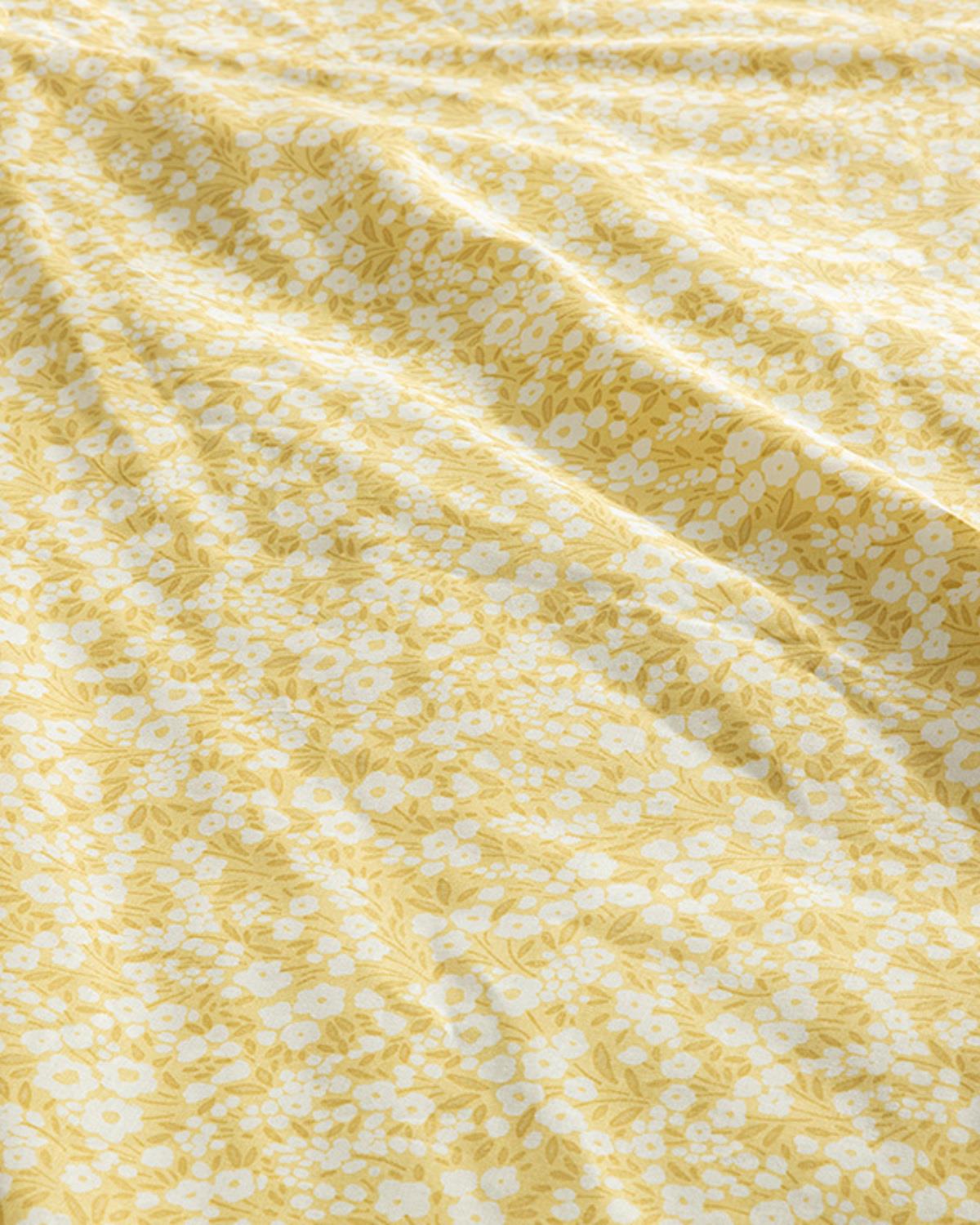 Midsummer Blossom Cotton King Size Duvet Cover Set 240x220 cm Yellow