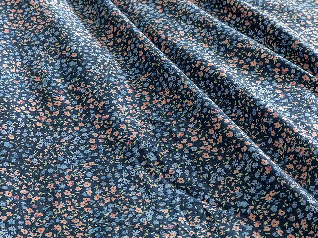 Millefleur Cu Bumbac Single Set Lenjerie De Pat 160x220 cm Bleumarin
