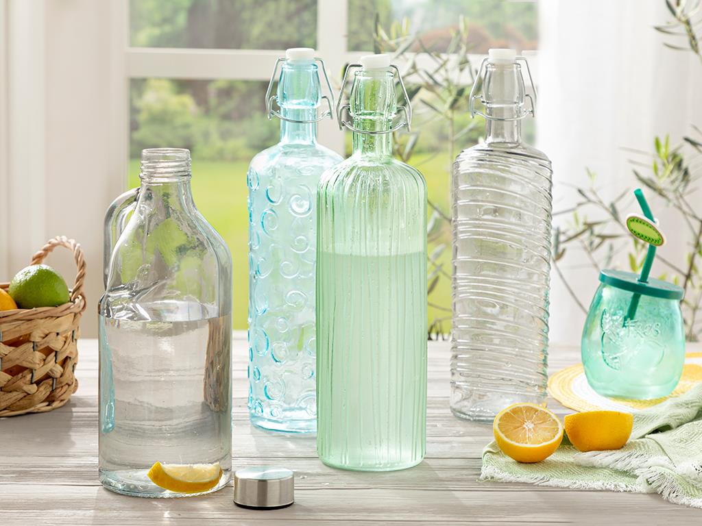 Mina Glass Bottle 1000 ml Anthracite
