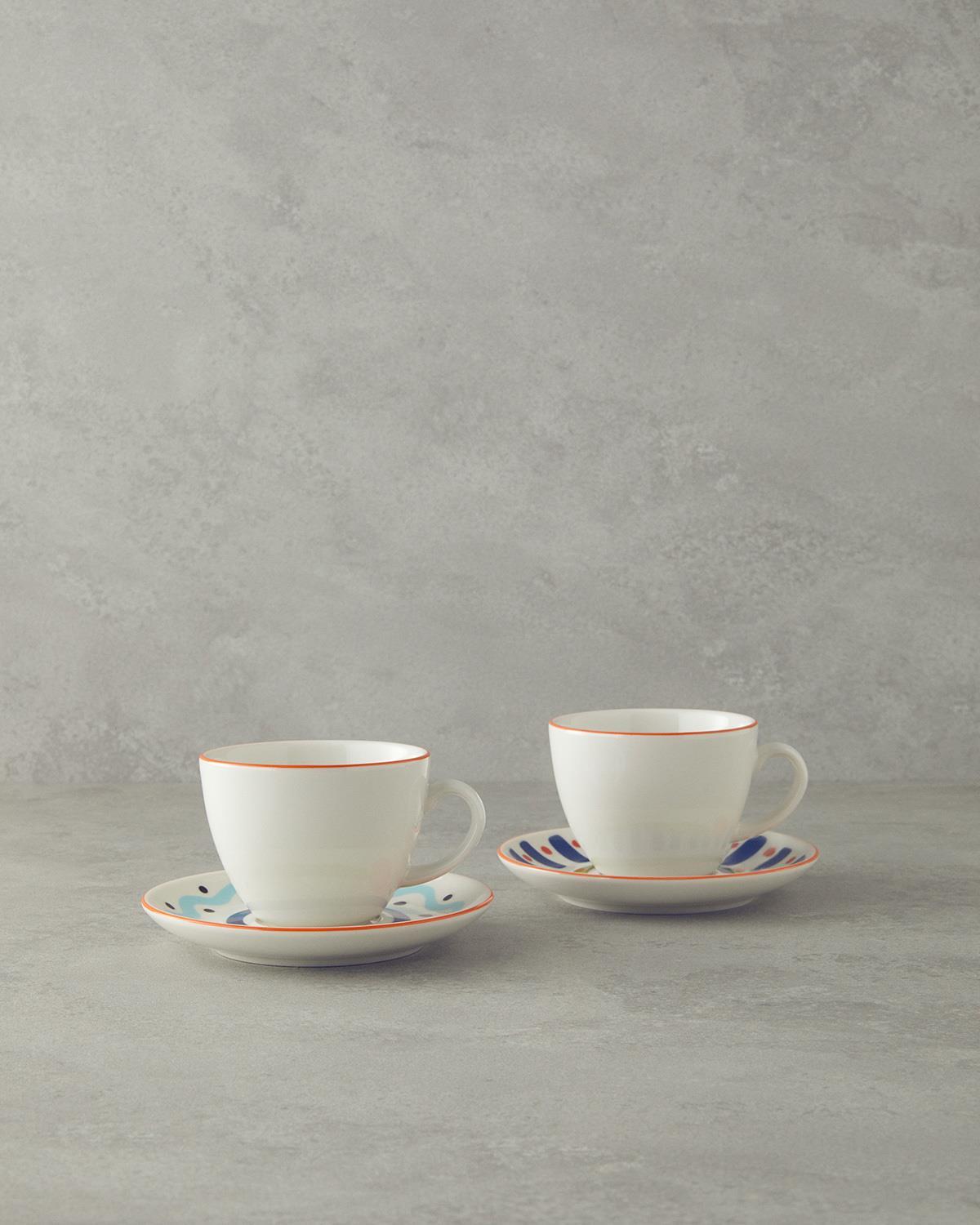 Mixed Lines Porțelan 4 Piese 2 Persoane Set De Cești De Ceai 220 ml Colorat