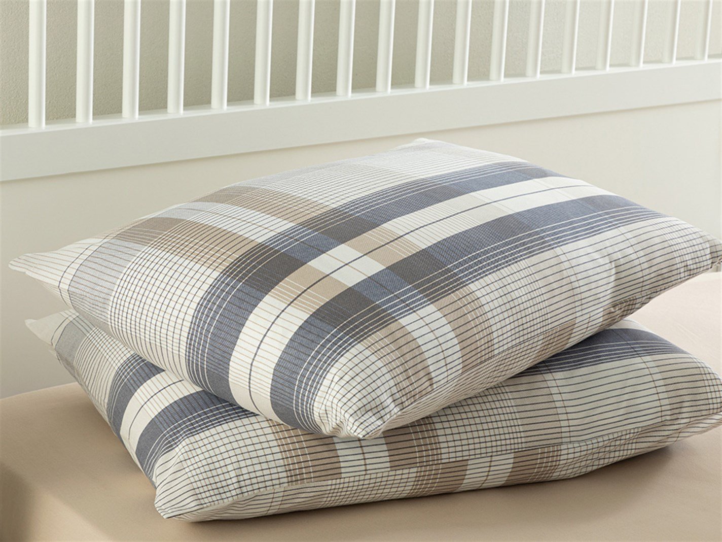 Modern Check 57 Tel / 144 Numărul de fir 2 set 50x70 cm Albastru inchis