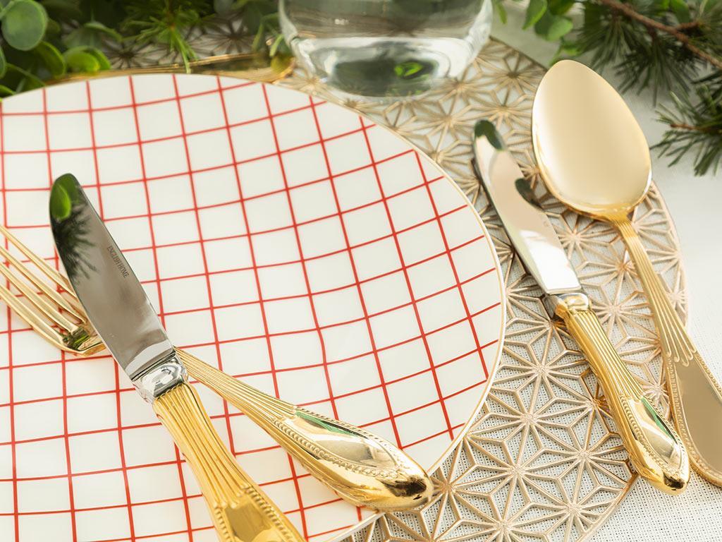 Modern Check bone porcelain Service Plate 25 cm Red