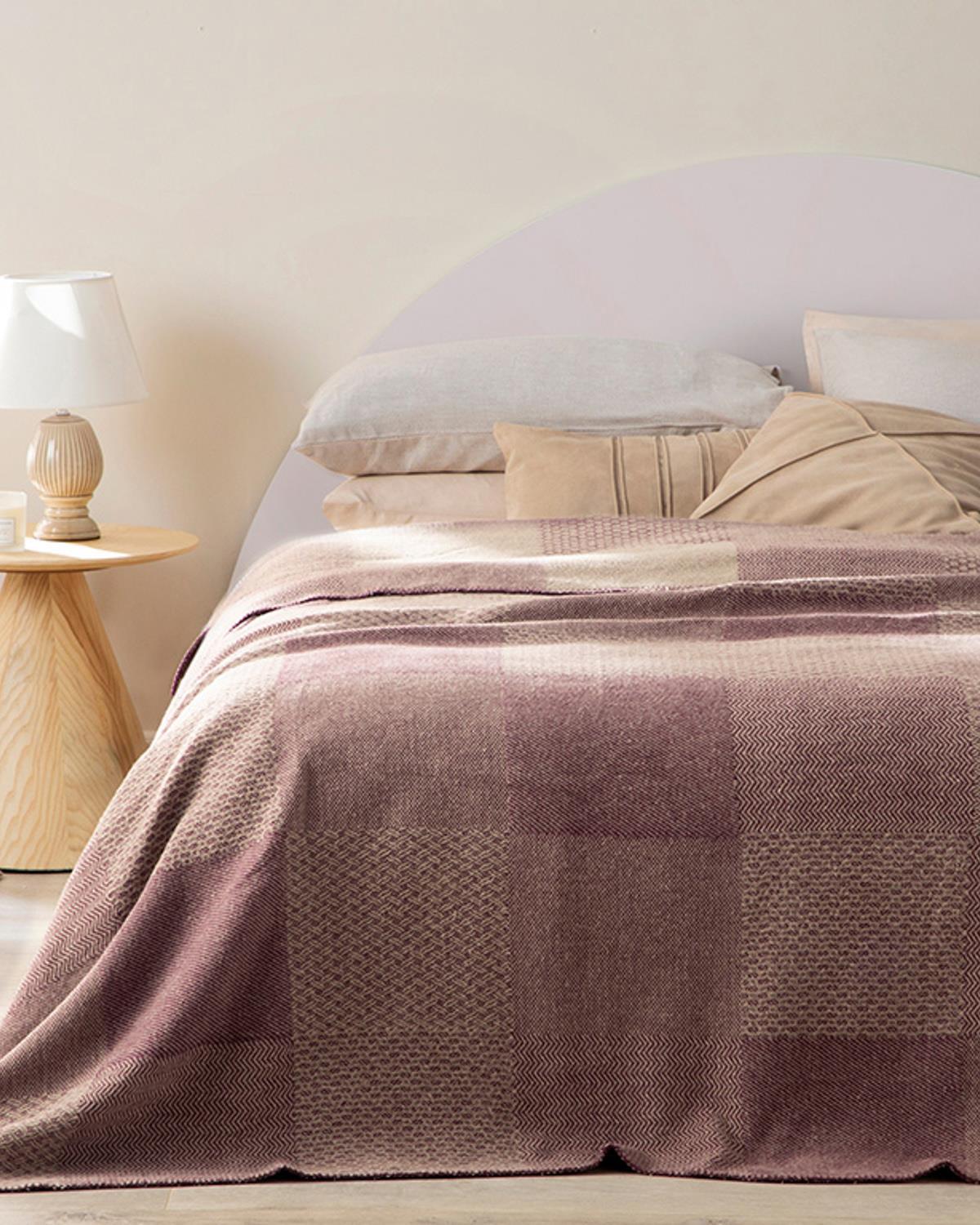 Modern Patch Cu Bumbac Double Pătură 200x220 cm Violet