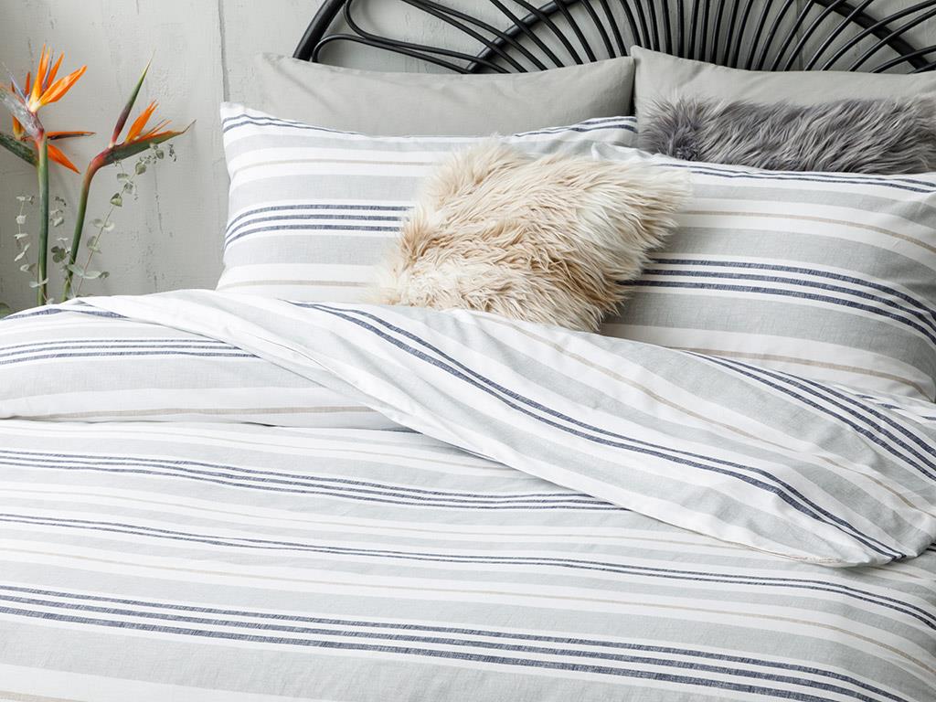 Modern Stripe Bumbac King Size Set Lenjerie De Pat 240*220 Cm Gri