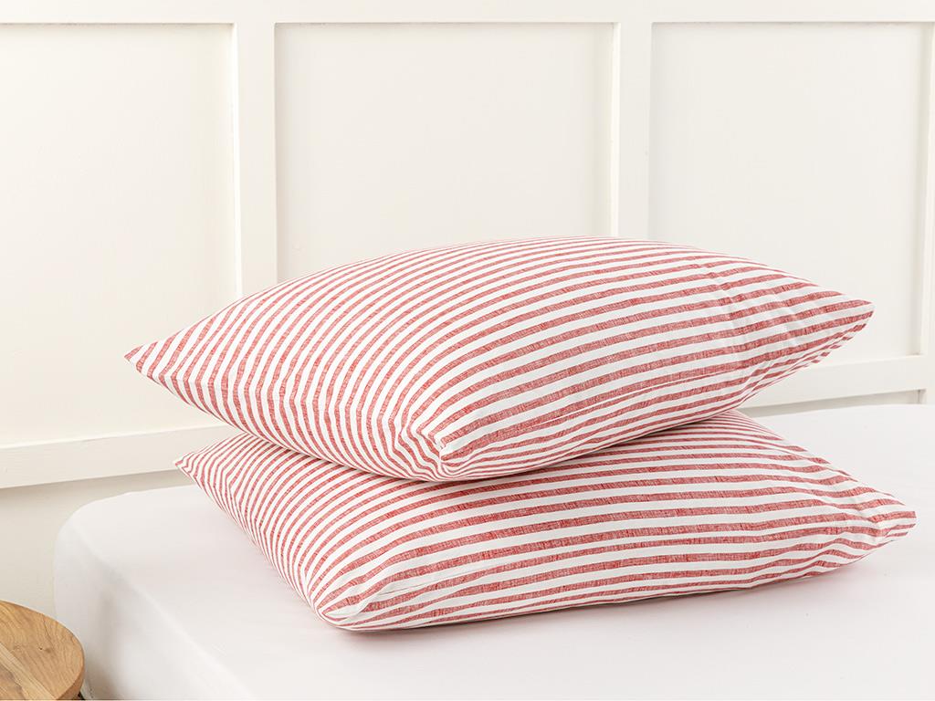 Modern Stripe Kombin Cottony Set 2  FAȚĂ DE PERNĂ 50x70 cm Roşu