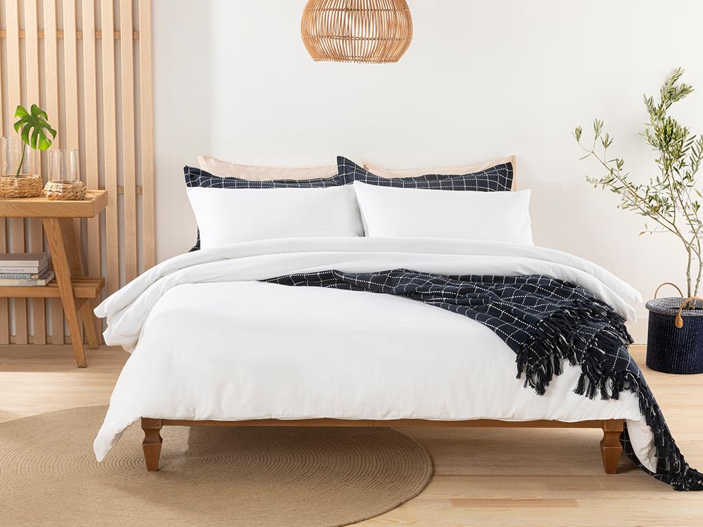 Moderna Filamentat King Size Set Lenjerie De Pat 240*220 Cm Alb