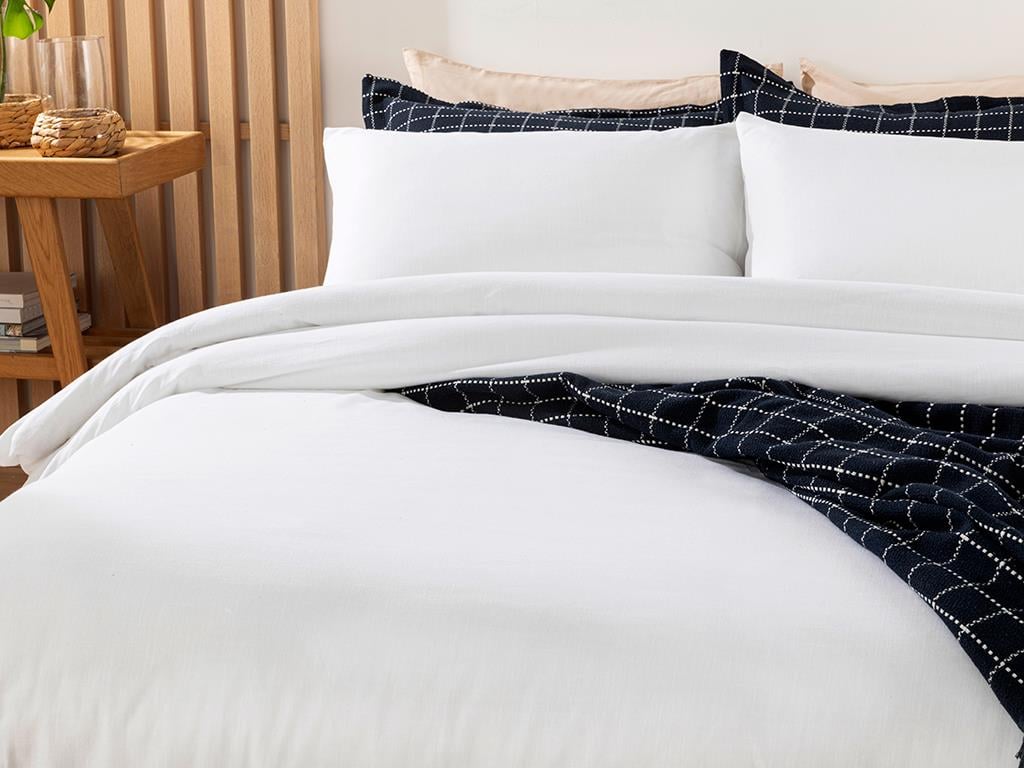 Moderna Filamentat King Size Set Lenjerie De Pat 240*220 Cm Alb