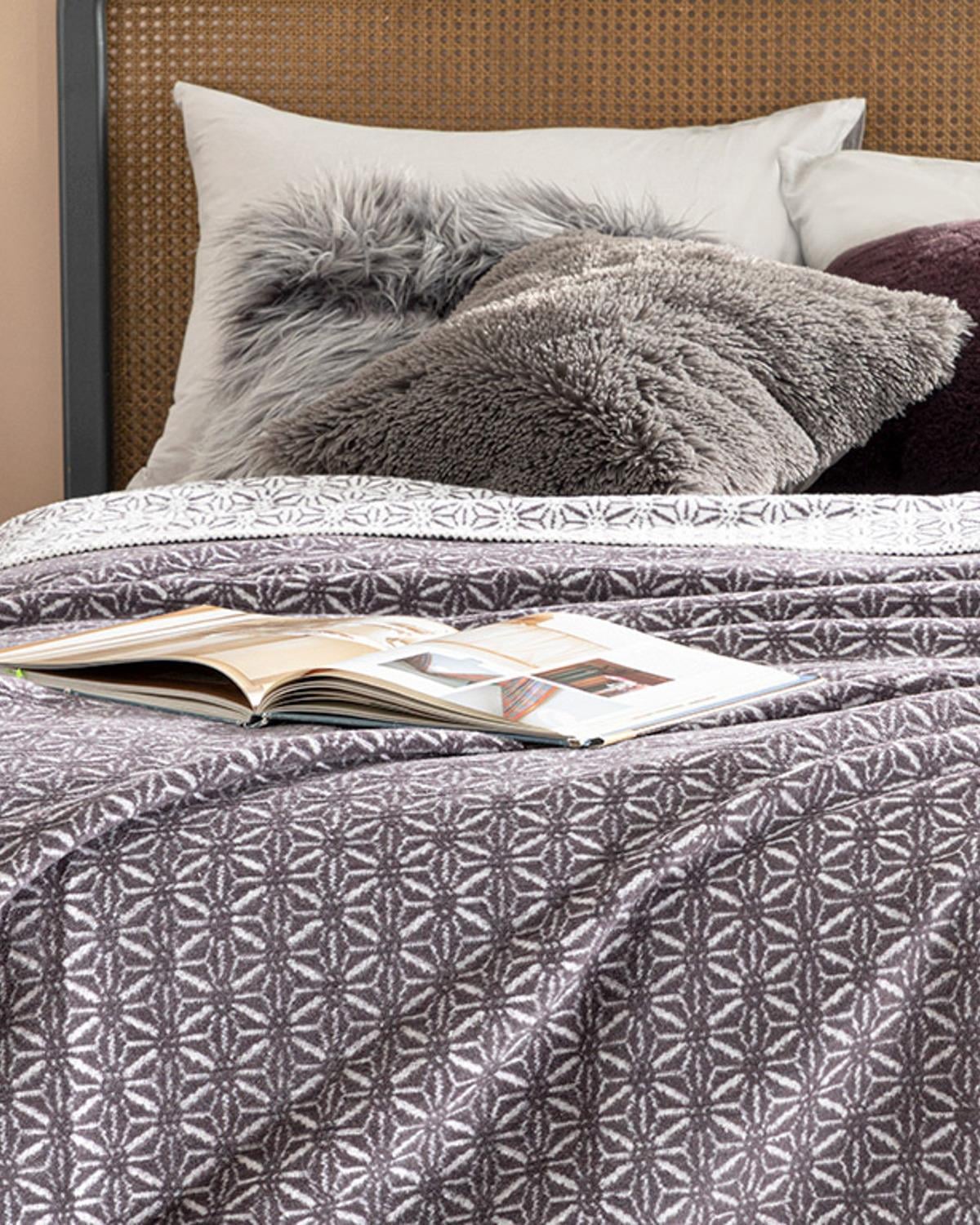 momi Cu Bumbac Jacquard Single Pătură 150x200 cm Violet Cețos