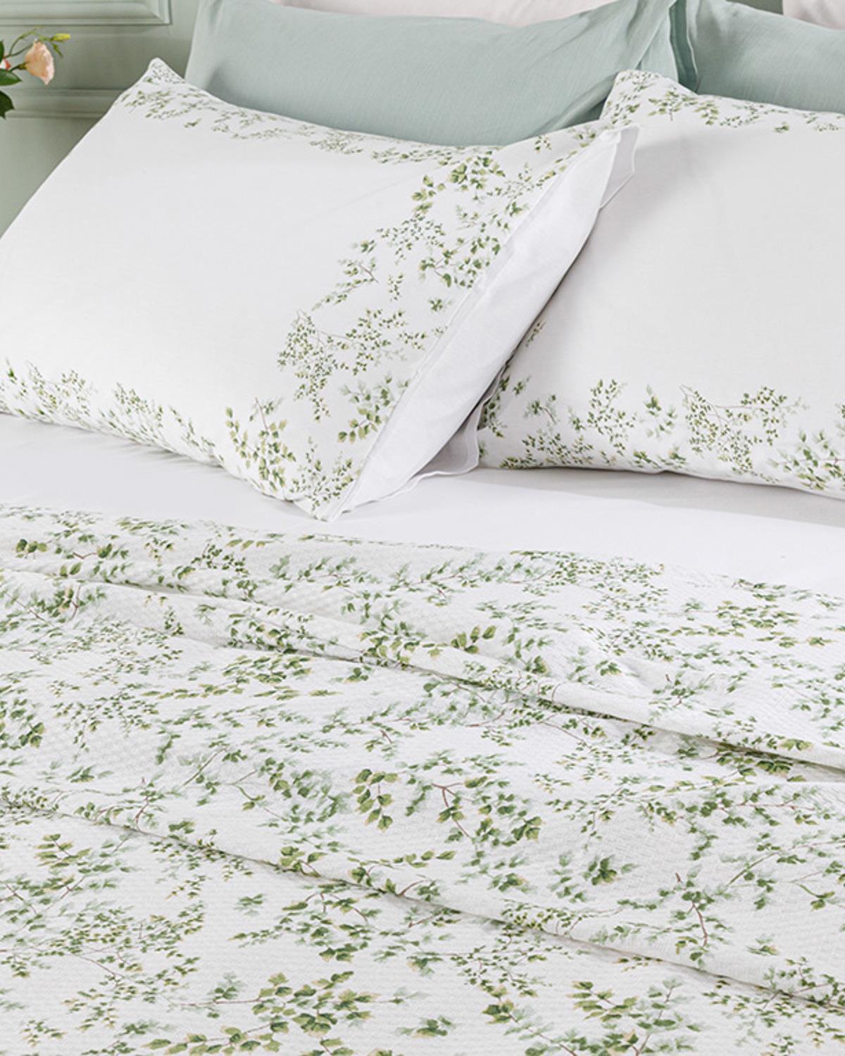 Natur Cu İmprimeu Pentru O Persoana Set Cuvertură 150*220 Cm Verde.