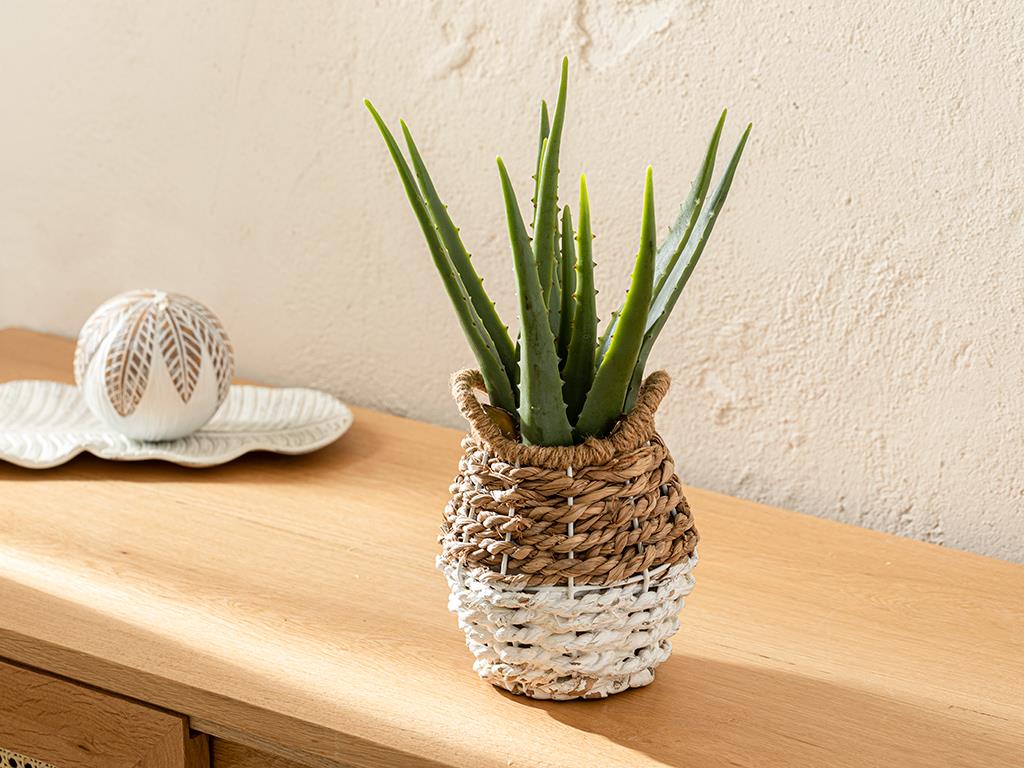 Natural Florı Artıfıcıale Cu Vaza 40*18 Cm Cafea.