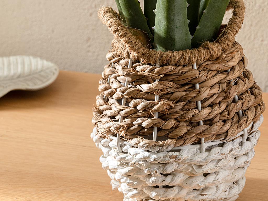 Natural Florı Artıfıcıale Cu Vaza 40*18 Cm Cafea.