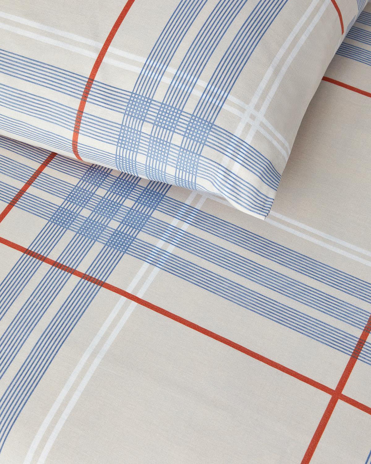 Natural Plaid Ușor De Călcat Single Set Lenjerie De Pat 160x220 cm Bej