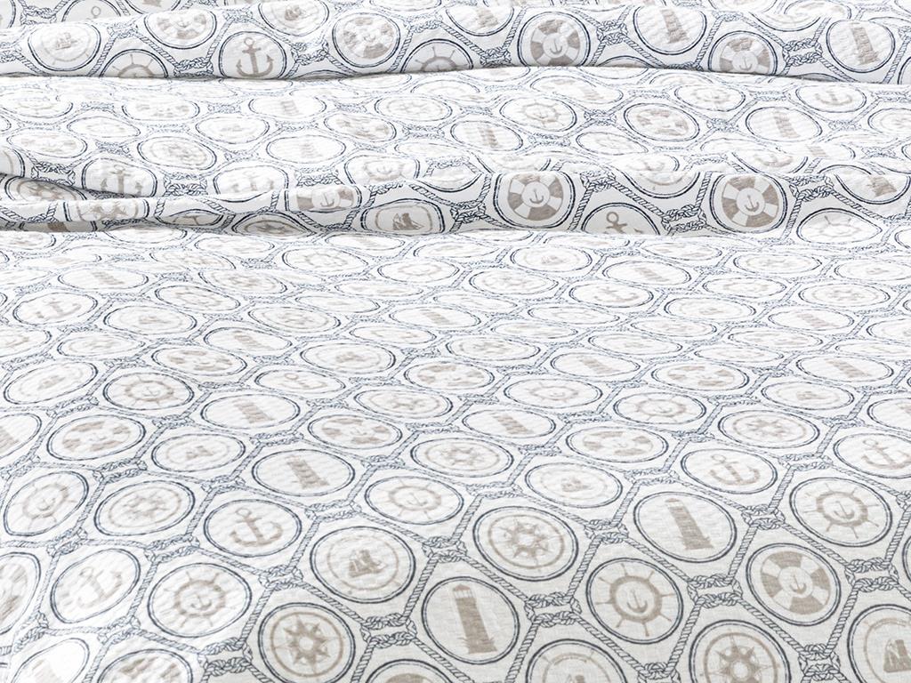 NAUTICAL  Cu imprimeu Meniu mare  SET CUVERTURĂ 220x240 cm Albastru inchis