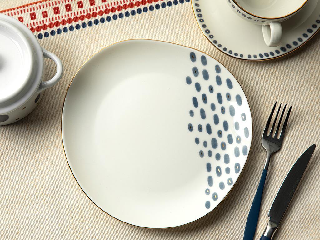 Navy Dots Porcelain Cake Plate 20 cm Blue - White