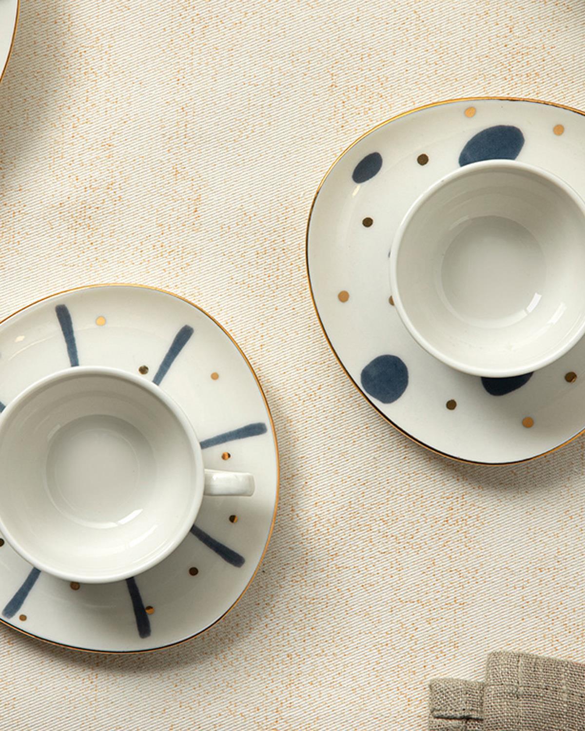 Navy line # 4 Parça 2 Kişilik 90 ml Albastru alb