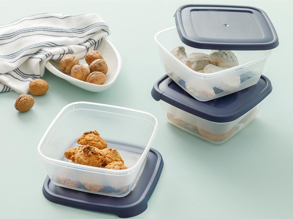 Navy Plastic 3 Set Set Cutıı Depozıtare 900 Ml Albastru İnchis