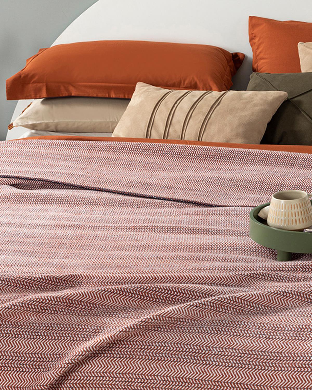Neostriped Cu Bumbac Single Pătură 150x200 cm Cărămiziu