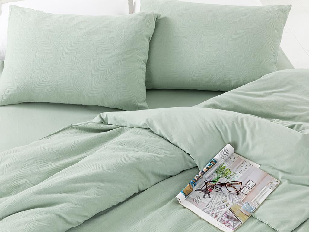 Nervure  Jacquard În Relief Dublu Set Lenjerie De Pat 200*220 Cm verde mentă