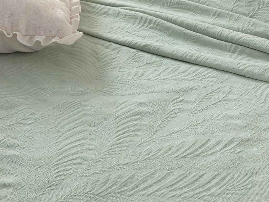 Nervure  Jacquard În Relief King Size Set Cuvertură De Pat 260*280 Cm verde mentă