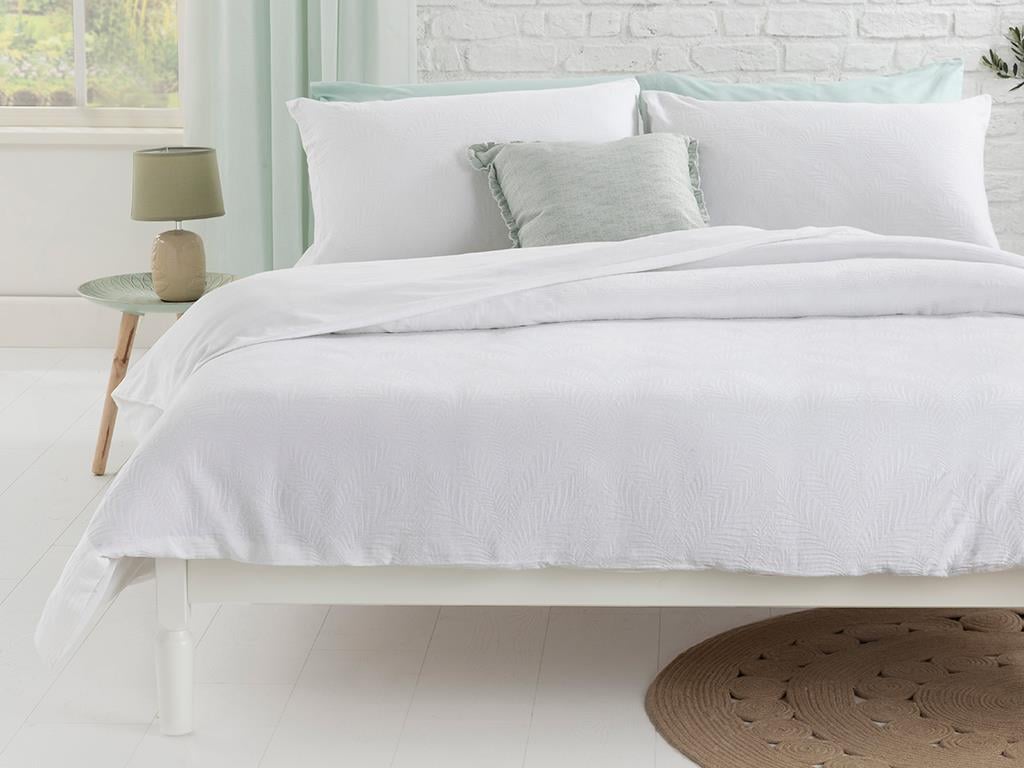 Nervure  Jacquard În Relief Super King Set Lenjerie De Pat 260x220 cm Alb