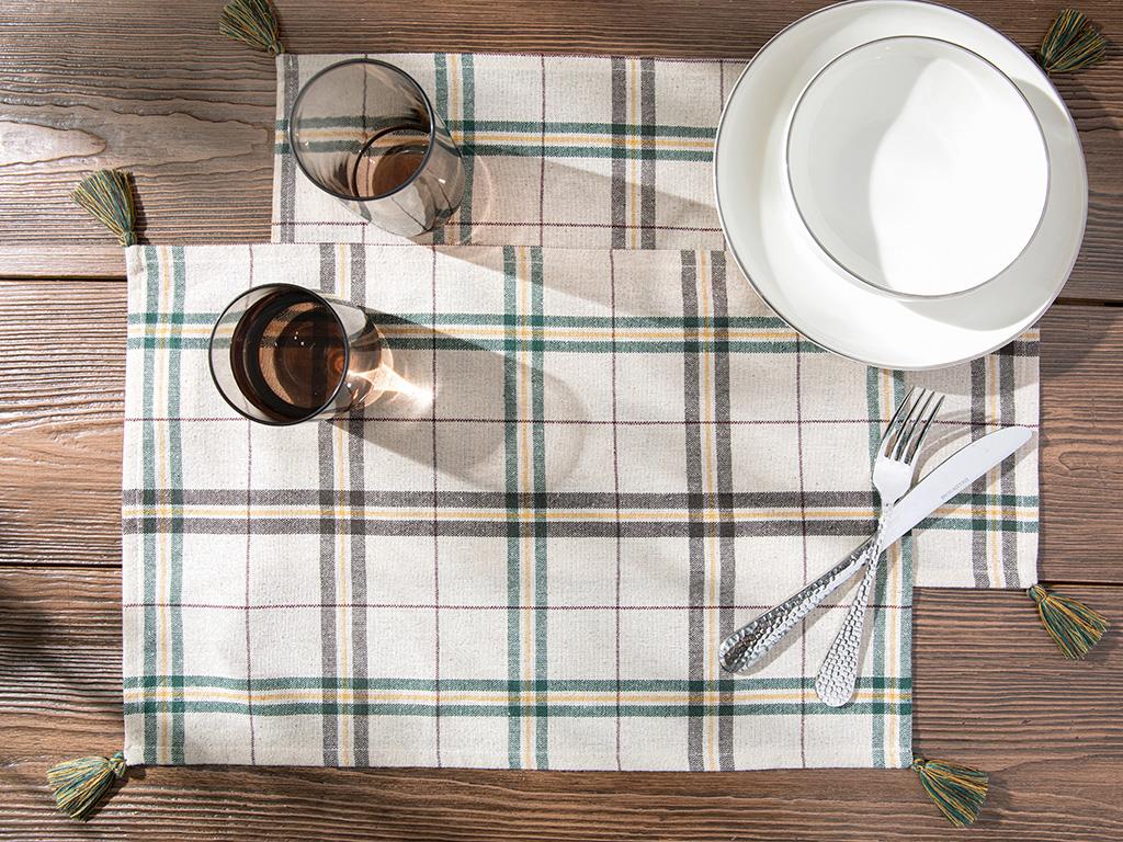 Orbit Cotton 2 Set Place Mat 30x45 cm Beige-Green