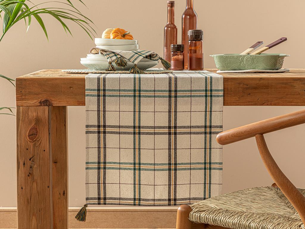 Orbit Cotton Runner 40x150 cm Beige - Green