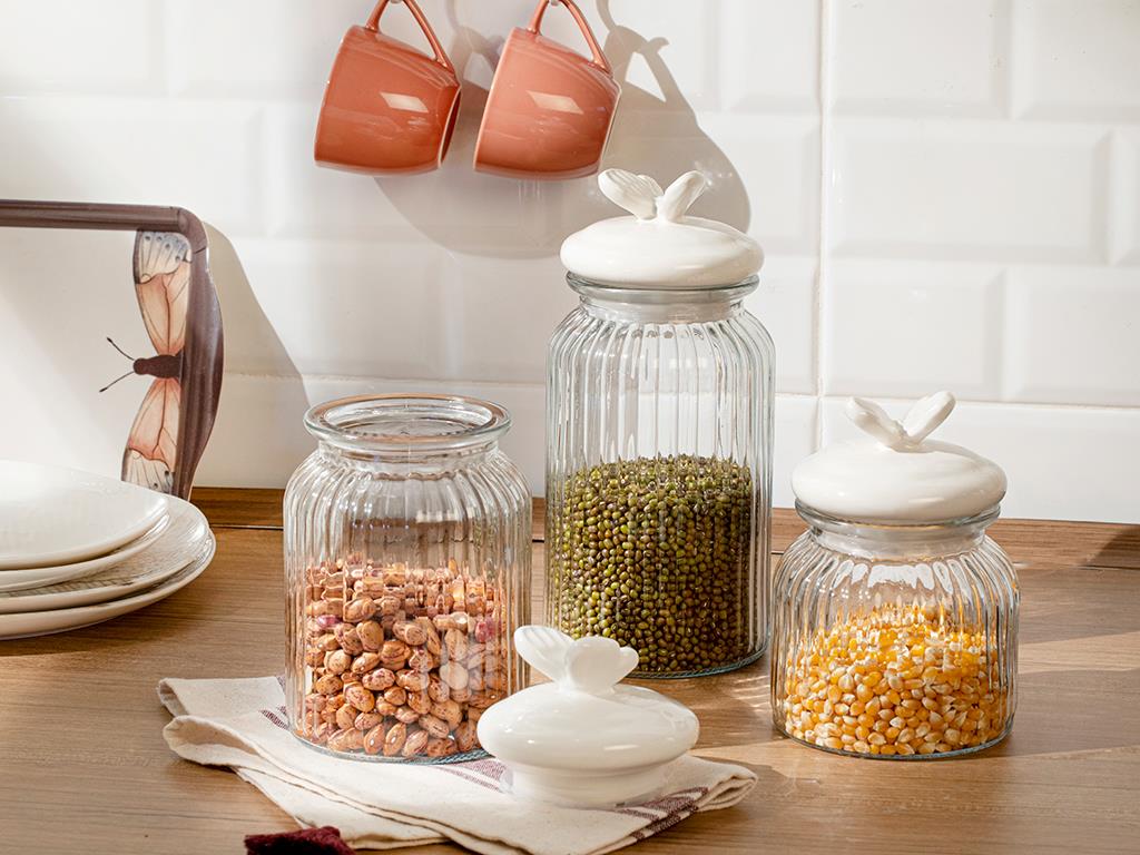 Orient Glass Storing Jar 600 ml White