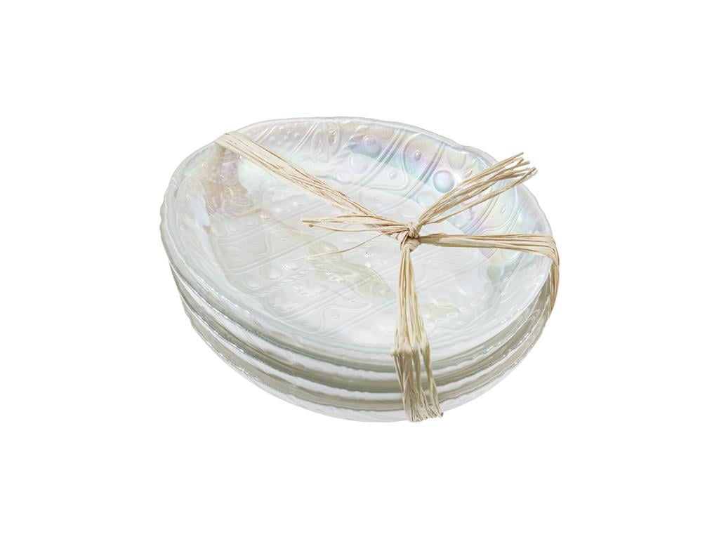 Easter Egg Glass 4 Set Cake Plate 20 cm White