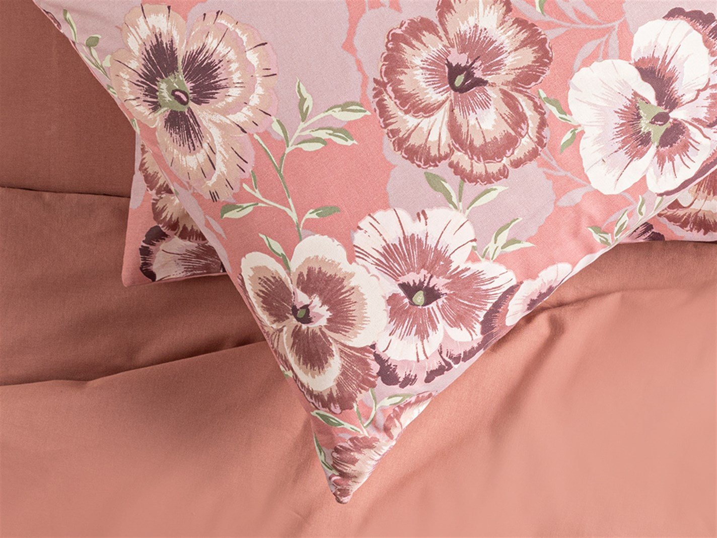 Pansy Bloom 57 Tel / 144 Numărul de fir Set 2 50x70 cm Roz