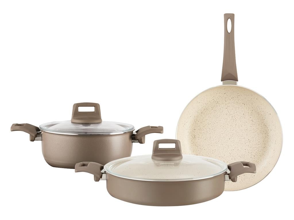 Paol Granite 5 Pieces Cookware Set 20-26-26 cm Gray