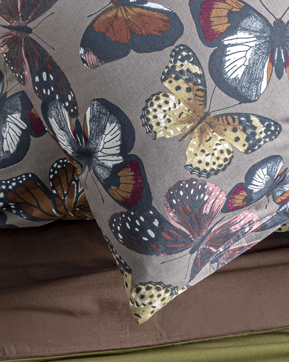 Papilions Cu Bumbac Cu 2 Piese Față De Pernă 65x65 cm Maro