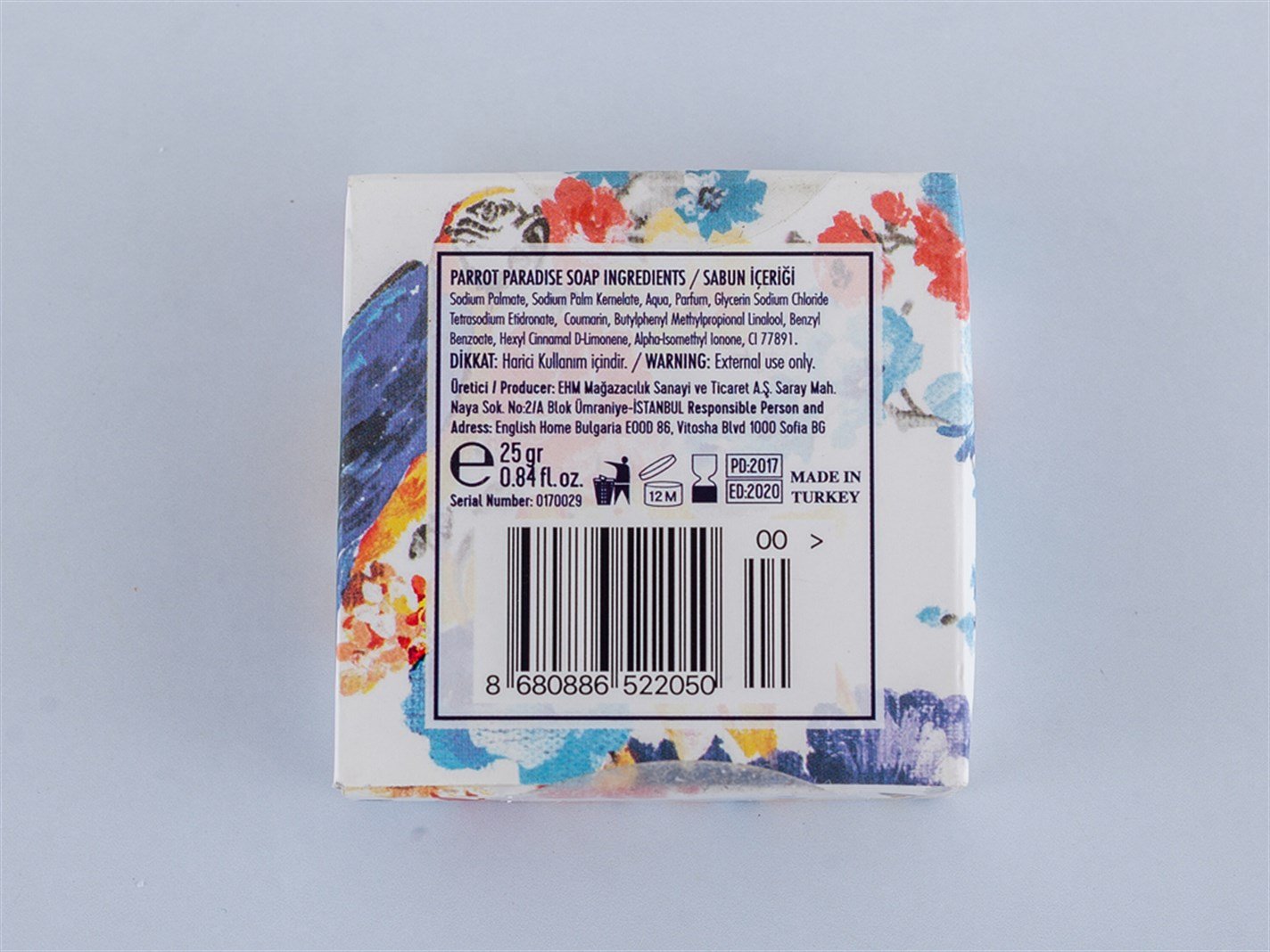 Paradisul papagalului Cosmetic Box 25 gr Alb