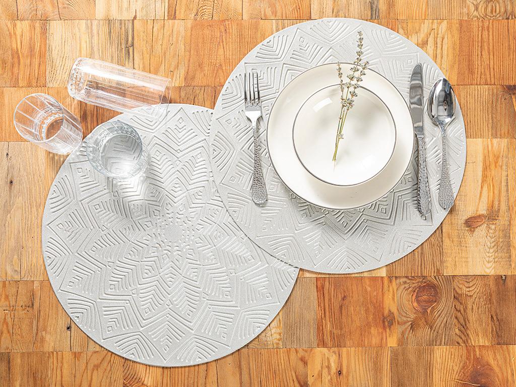 Peonia Polyurethane 2 Set Place Mat 38 cm Silver.