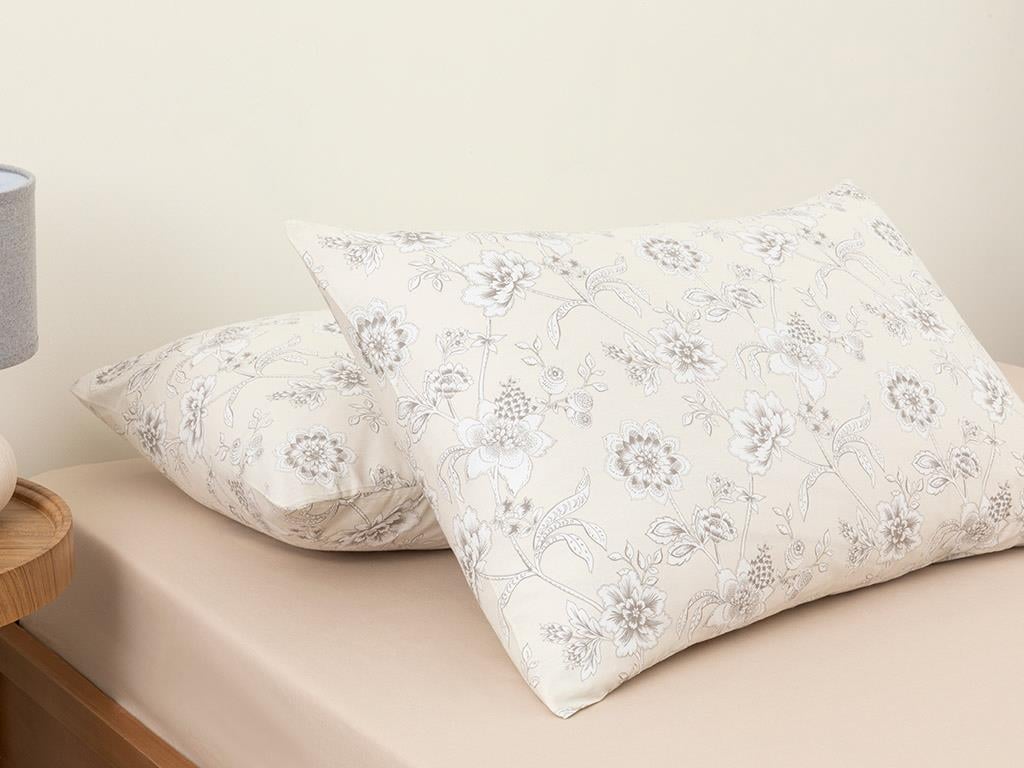 Peony Jacobean Bumbac Set 2 Față De Pernă 50 x 70 cm Bej