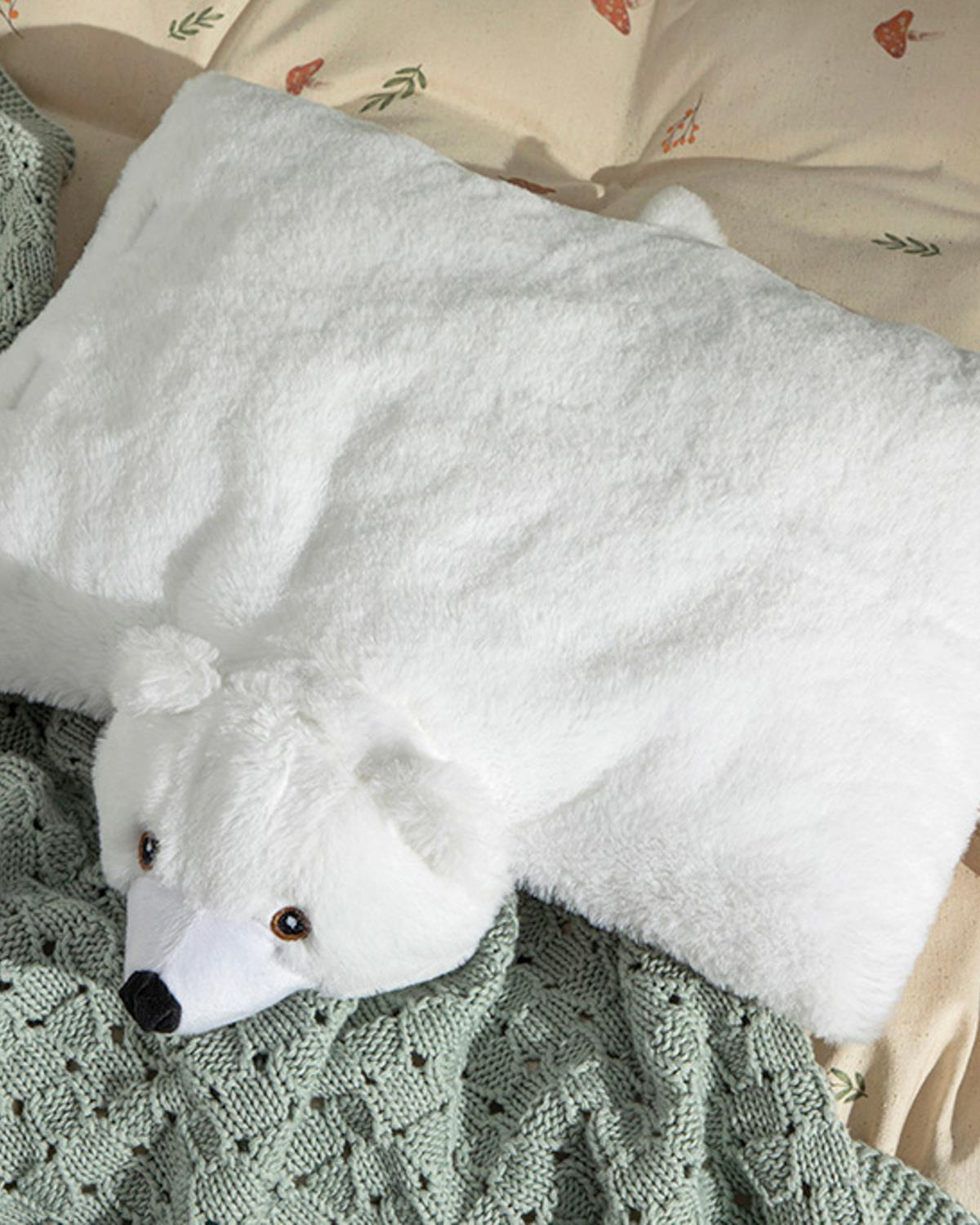 Pernă decorativă copii, Polar Bear, 40X43 cm, poliester, alb