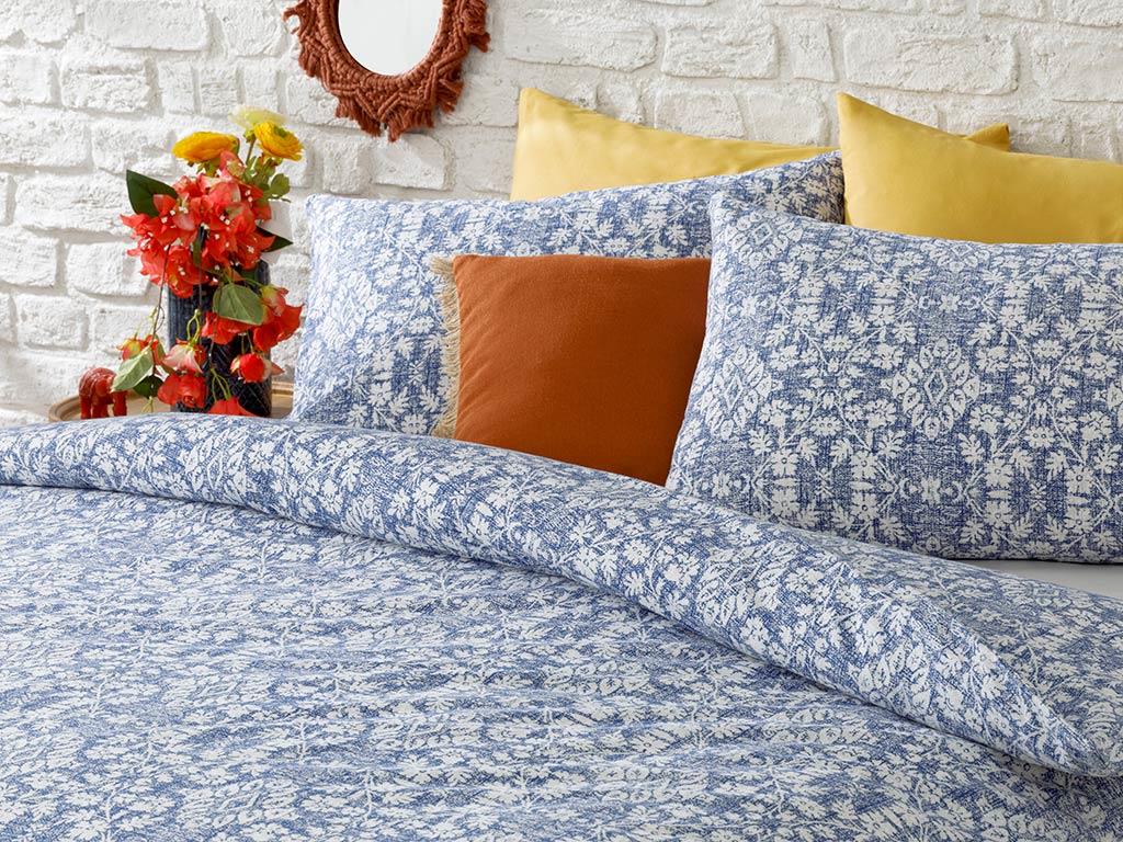 petală Bumbac Single Set Lenjerie De Pat 160*220 Cm Albastru închis