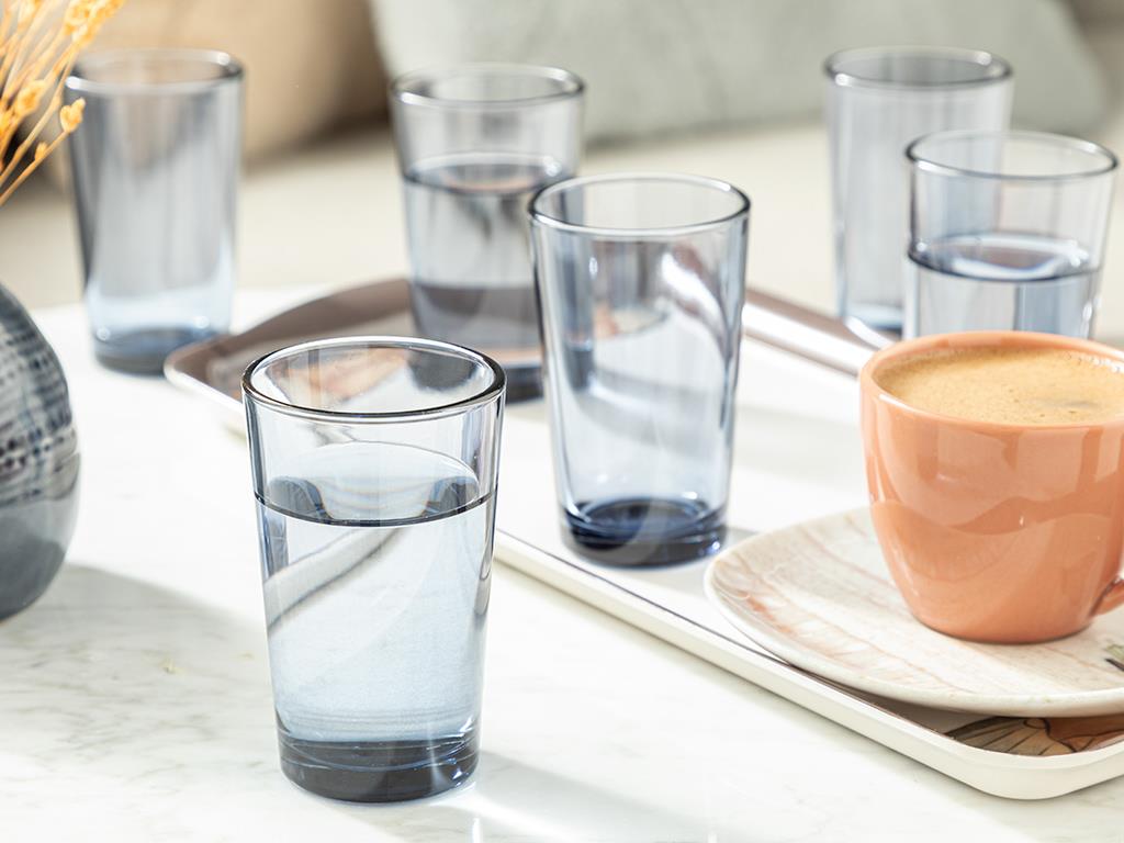 Petunia Sticlă Set De 6 Servit Cu Cafea Pahar De Apă 100 Ml Albastru închis